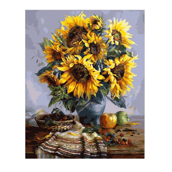 DIY Sunflower Paint By Numbers Oil Painting Canvas Wall Art