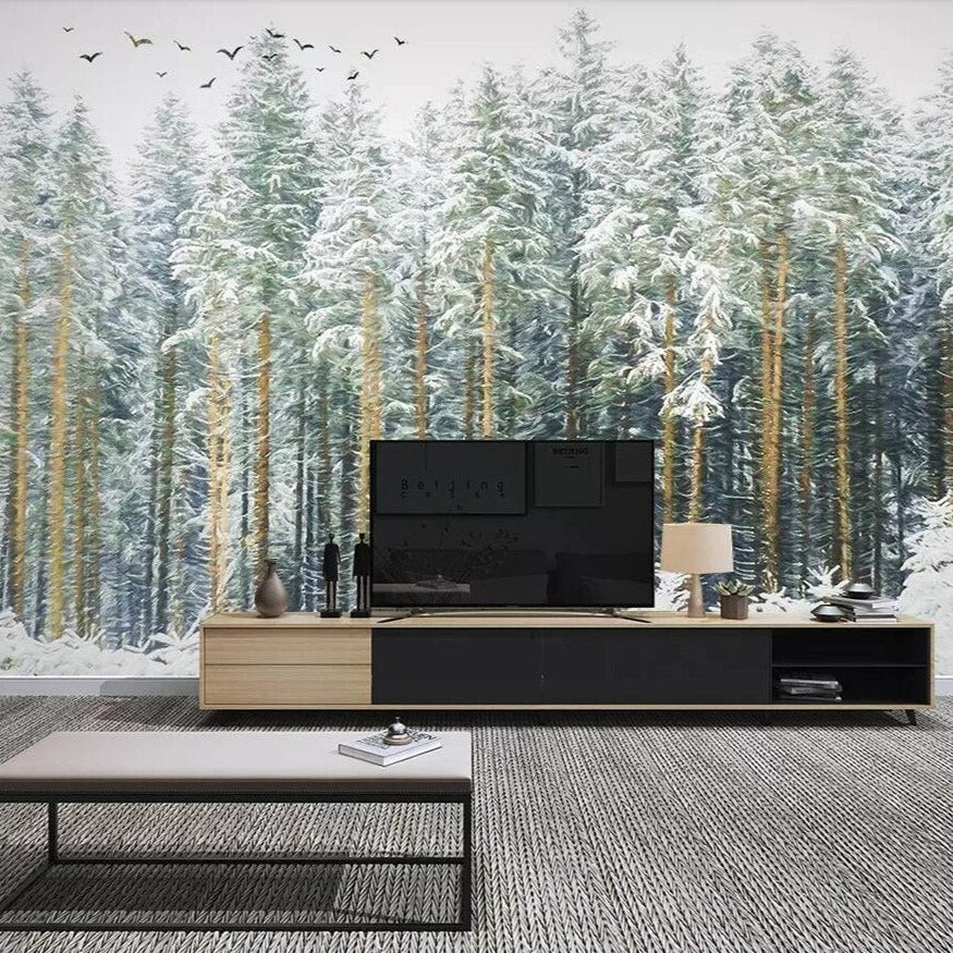 custom-mural-wallpaper-papier-peint-papel-de-parede-wall-decor-ideas-for-bedroom-living-room-dining-room-wallcovering-Forest-bird-scenery