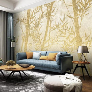 custom-mural-wallpaper-papier-peint-papel-de-parede-wall-decor-ideas-for-bedroom-living-room-dining-room-wallcovering-Golden-and-rich-bamboo