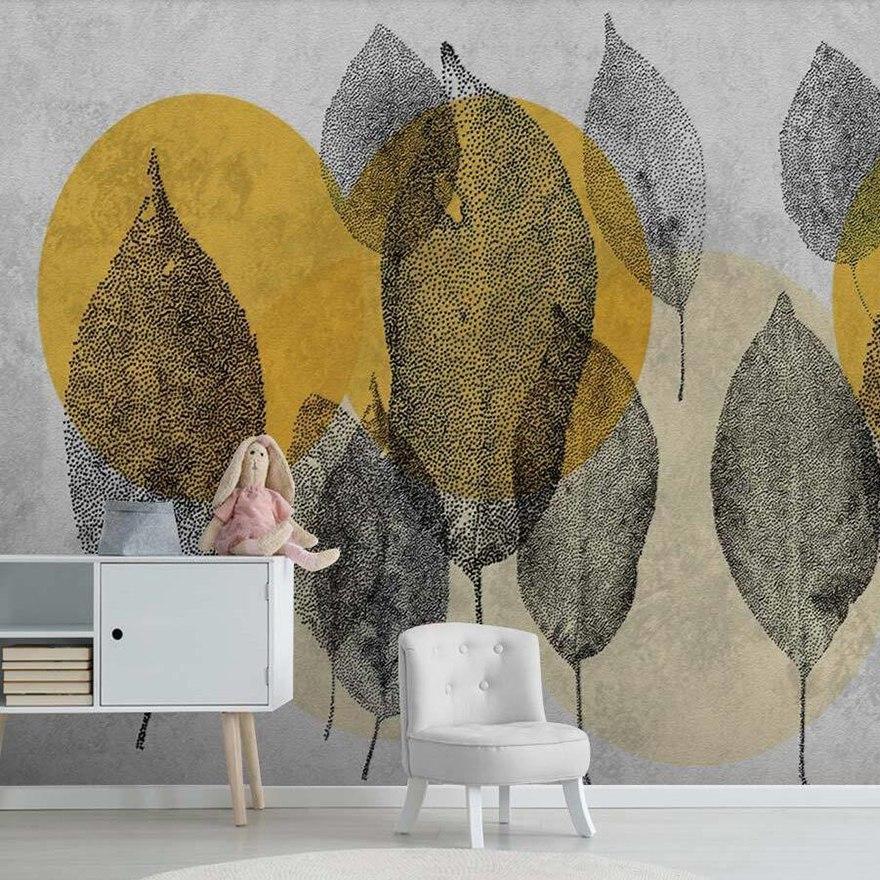 custom-size-wall-mural-3d-wallcovering-decorative-wallpaper-black-and-white-trees-forest-scene-background-wall-painting-hand-painted-leaves-wallcovering