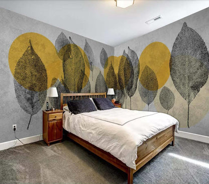 custom-size-wall-mural-3d-wallcovering-decorative-wallpaper-black-and-white-trees-forest-scene-background-wall-painting-hand-painted-leaves-wallcovering