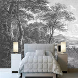 custom-size-wall-mural-3d-wallcovering-decorative-wallpaper-black-and-white-trees-forest-scene-background-wall-painting-hand-painted-black-and-white-wood-forest