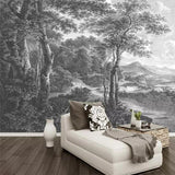 custom-size-wall-mural-3d-wallcovering-decorative-wallpaper-black-and-white-trees-forest-scene-background-wall-painting-hand-painted-black-and-white-wood-forest
