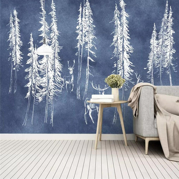 custom-mural-wallpaper-3d-living-room-bedroom-home-decor-wall-painting-papel-de-parede-papier-peint-nordic-painting-style-cartoon-forest-tree-elk-pastoral