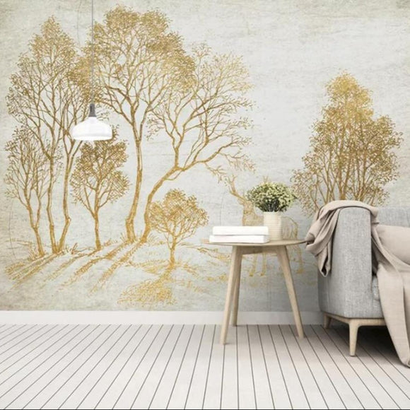 custom-mural-wallpaper-3d-living-room-bedroom-home-decor-wall-painting-papel-de-parede-papier-peint-small-fresh-style-woods-elk-golden-idyllic