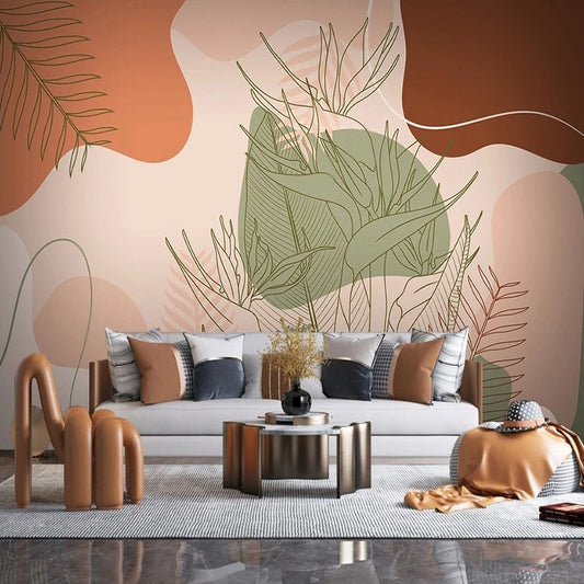 custom-mural-wallpaper-papier-peint-papel-de-parede-wall-decor-ideas-for-bedroom-living-room-dining-room-wallcovering-European-Style-Line-Drawing-Plant-Bird-Abstract-Wallpaper