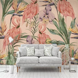 flamingo-flower-bird-plant-tropical-rainforest-background-wall-papier-peint-wallpaper-mural-custom-photo-wall