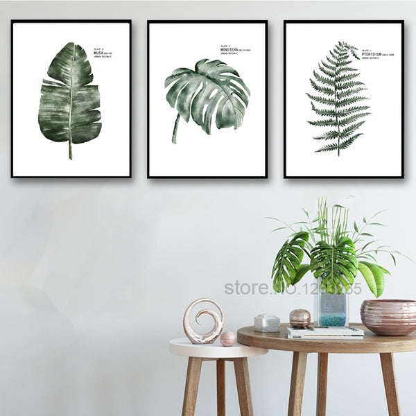 Green Plant Turtle Leaf Nordic Poster Wall Art Canvas Print | BVM Home