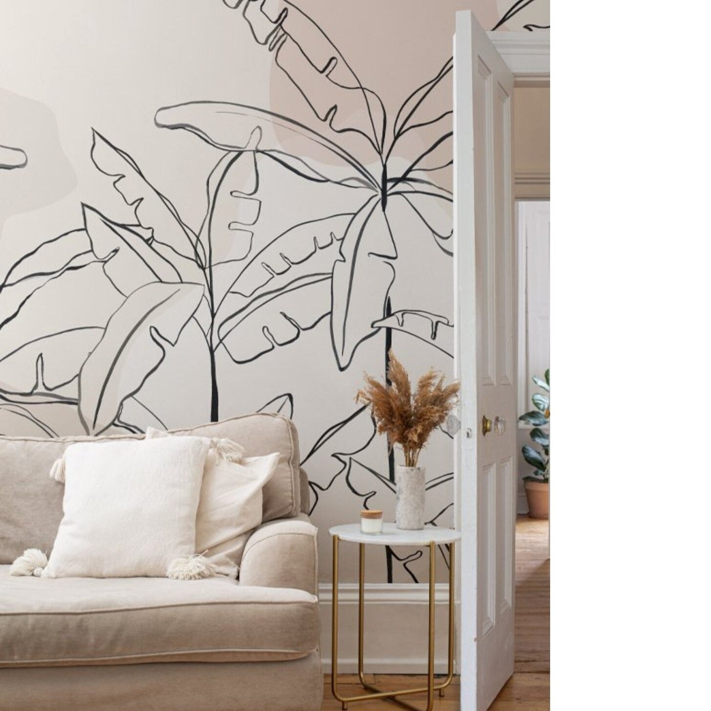 neutral-pink-inky-tropical-banana-tree-custom-wallpaper-mural-for-living-room-background-black-tone-3d-forest-wall-paper-mural-papier-peint