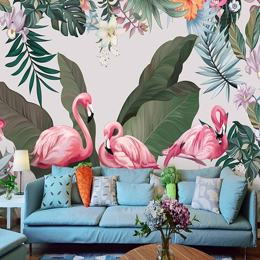 custom-3d-mural-wallpaper-banana-leaf-flamingo-bedroom-dining-room-living-room-wall-stickers-photo-3d-wall-decoration-papier-peint