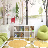 custom-wallpaper-mural-wall-covering-wall-decor-wall-decal-wall-sticker-nursery-decor-kids-room-children's-room-daycare-kindergarten-ideas-cartoon-woods-animals-papier-peint
