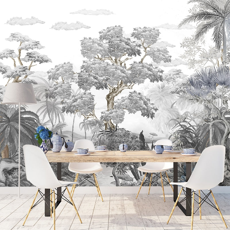tropical-etching-custom-wallpaper-mural-mountain-lake-for-plants-backdrop-3d-forest-wall-sticker-papier-peint