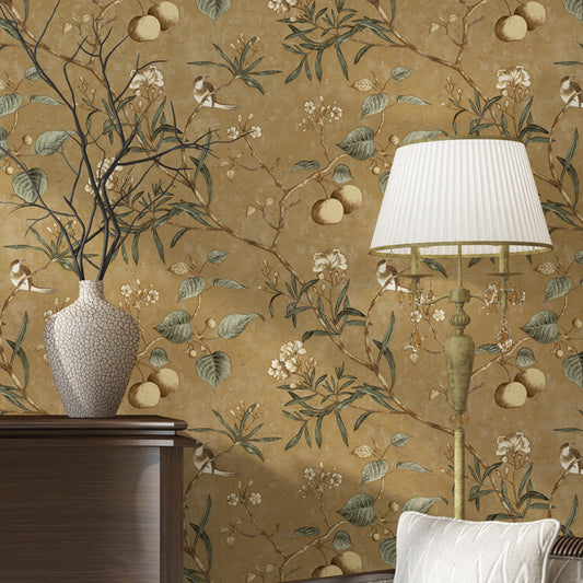 luxury-wallpaper-Pastoral-Flower-Bird-Tree-wallcovering