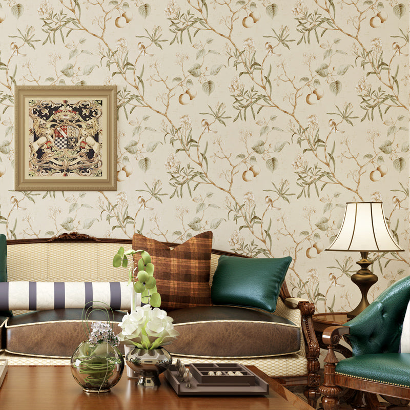 luxury-wallpaper-Pastoral-Flower-Bird-Tree-wallcovering