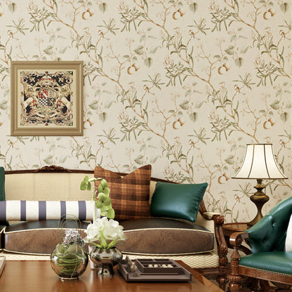 luxury-wallpaper-Pastoral-Flower-Bird-Tree-wallcovering