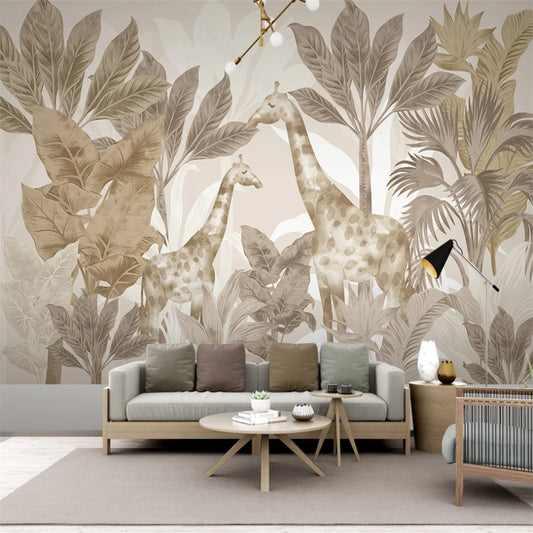Custom Wallpaper Mural Giraffe Rainforest Animal (㎡)