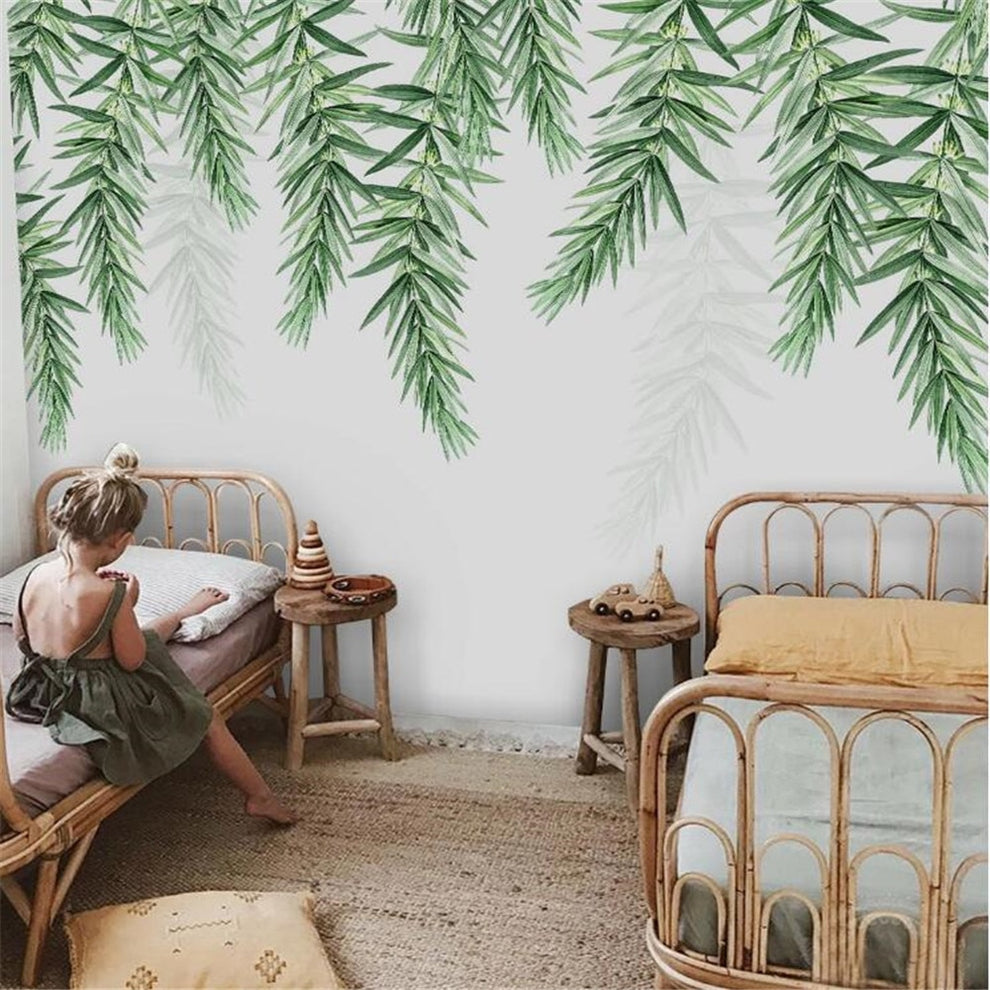 Custom Wallpaper Mural Nordic Tropical Plant Leaves Nursery | BVM Home