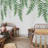 custom-wallpaper-mural-wall-covering-wall-decor-wall-decal-wall-sticker-nursery-decor-kids-room-children's-room-daycare-kindergarten-ideas-nordic-tropical-plant-leaves-papier-peint