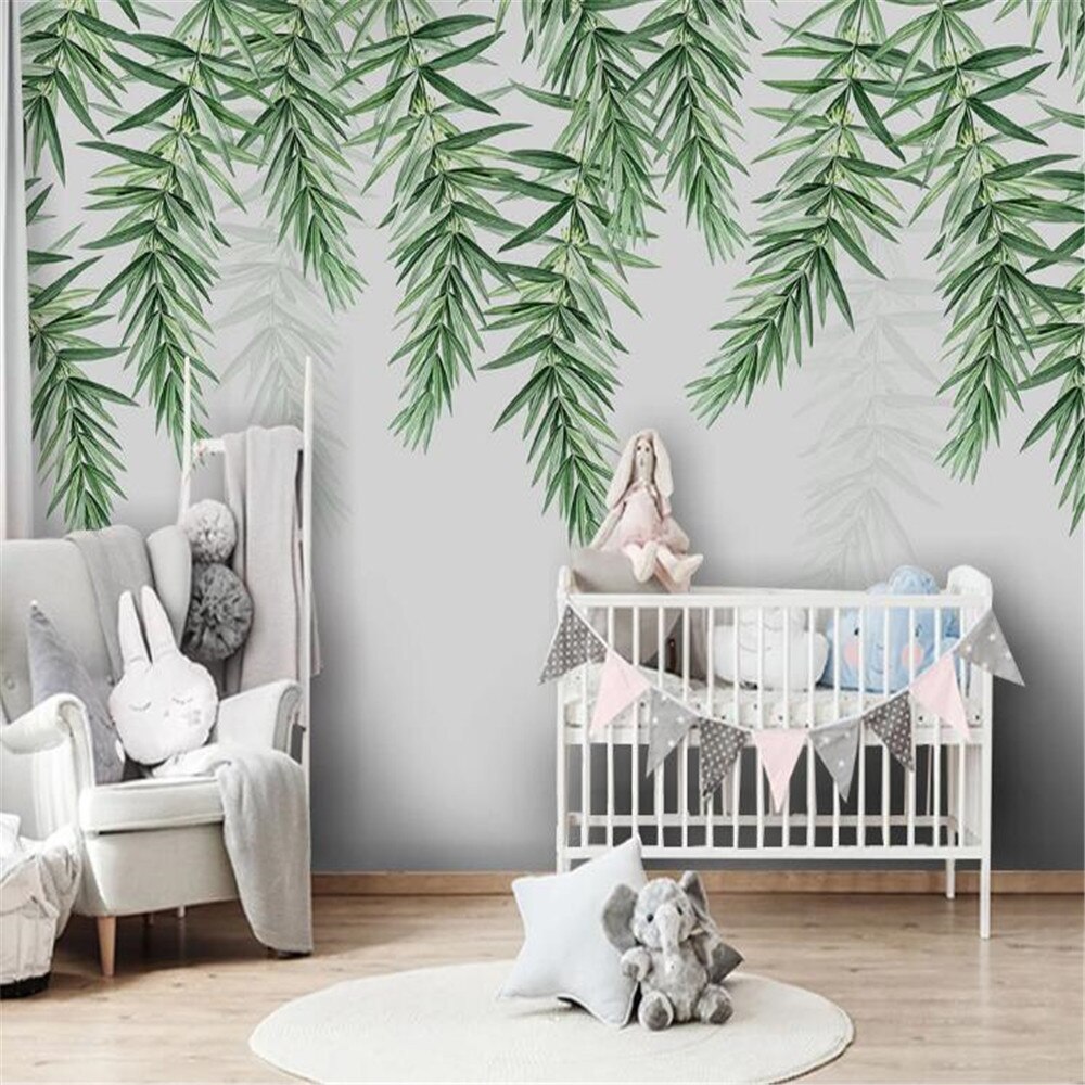 Custom Wallpaper Mural Nordic Tropical Plant Leaves Nursery | BVM Home