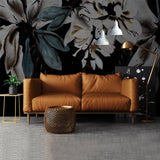 custom-photo-mural-wallpaper-3d-printing-nordic-minimalist-hand-painted-flowers-black-bedroom-background-floral-papier-peint-dark-interior