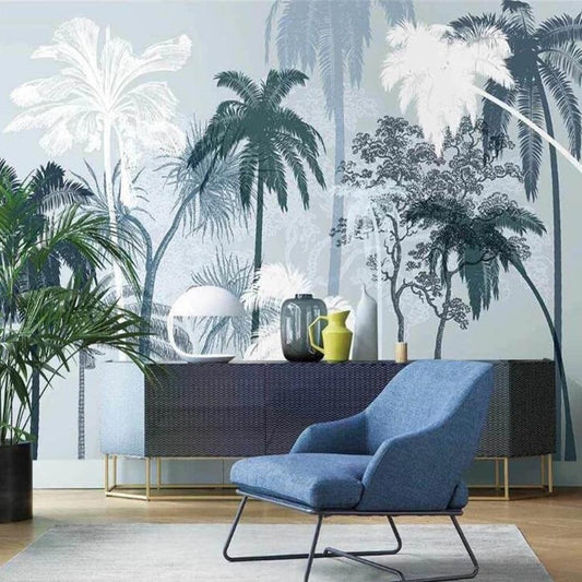custom-3d-wallpaper-mural-nordic-hand-painted-tropical-plants-scrub-coconut-tree-indoor-elegant-background-wall-papier-peint