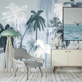 custom-3d-wallpaper-mural-nordic-hand-painted-tropical-plants-scrub-coconut-tree-indoor-elegant-background-wall-papier-peint