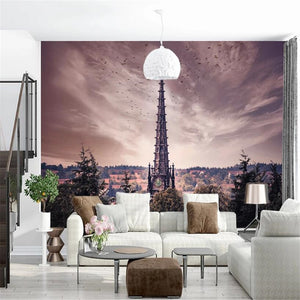 custom-mural-wallpaper-papier-peint-papel-de-parede-wall-decor-ideas-for-bedroom-living-room-dining-room-wallcovering-photography-tower-landscape-retro