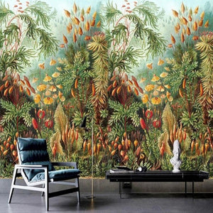 Custom Wallpaper Mural Retro Style Tropical Rainforest (㎡)
