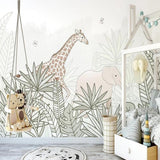 custom-large-wallpaper-mural-hand-painted-nordic-forest-small-animal-illustration-children-background-wall-papier-peint-giraffe