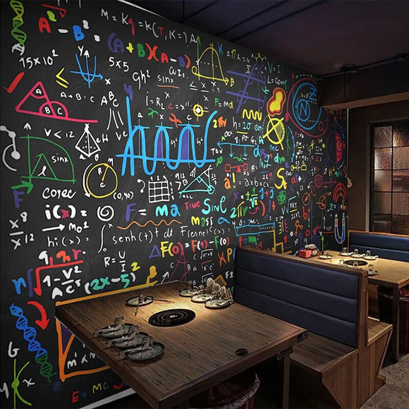 custom-mural-wallpaper-papier-peint-papel-de-parede-wall-decor-ideas-for-wallcovering-Colored-Chalk-Math-Formula-Blackboard-Restaurant-Cafe-Kids-Bedroom