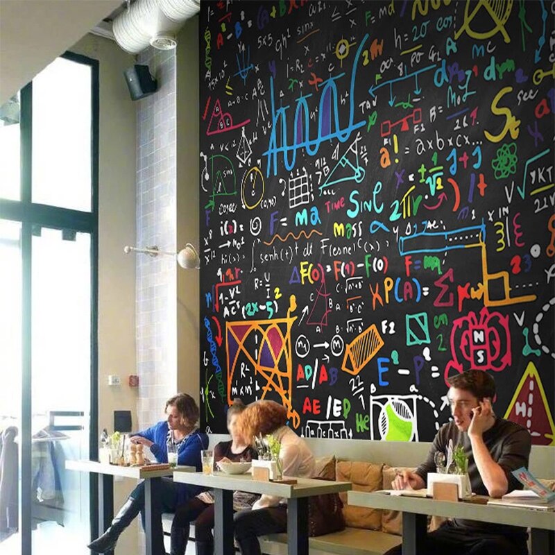 custom-mural-wallpaper-papier-peint-papel-de-parede-wall-decor-ideas-for-wallcovering-Colored-Chalk-Math-Formula-Blackboard-Restaurant-Cafe-Kids-Bedroom