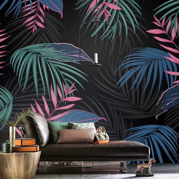 custom-mural-wallpaper-papier-peint-papel-de-parede-wall-decor-ideas-for-bedroom-living-room-dining-room-wallcovering-Tropical-Rain-Forest-Leaves-Fresco-nordic-morden-art-plant-leaf