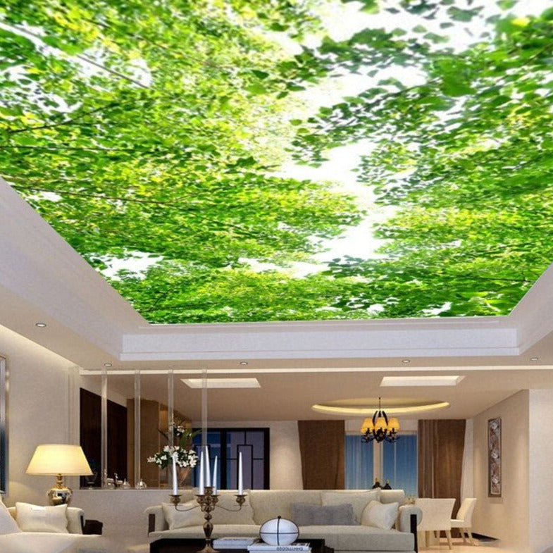 Custom Wallpaper Green Trees Landscape Ceiling Mural | BVM Home