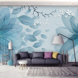 modern-minimalist-blue-tone-flowers-butterfly-mural-living-room-sofa-background-home-decoration-waterproof-fresco-3d-wallpaper