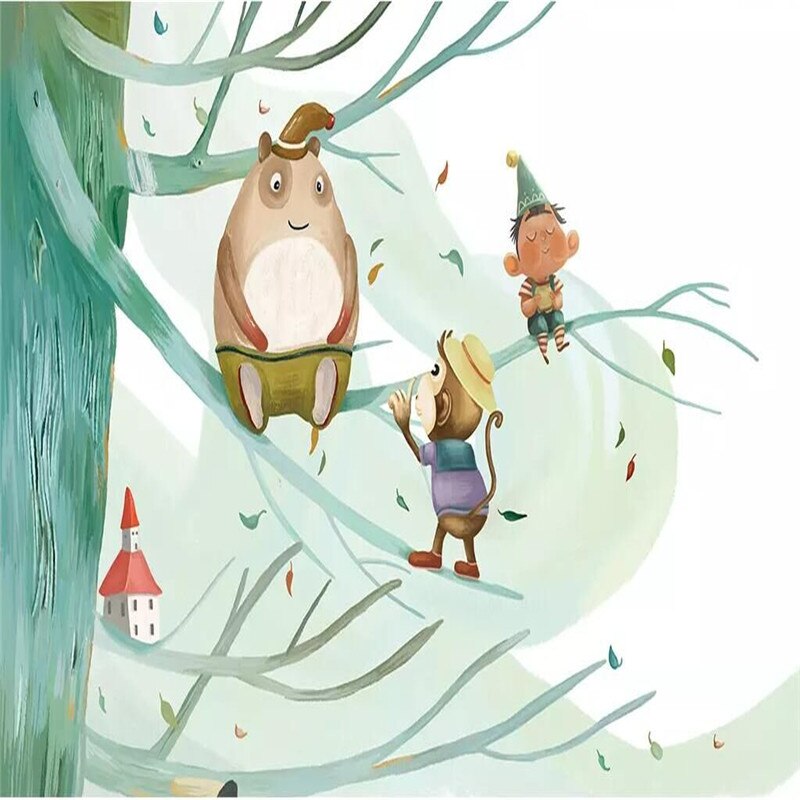 Custom Wallpaper Mural Cute Cartoon Animals Nursery Decor | BVM Home