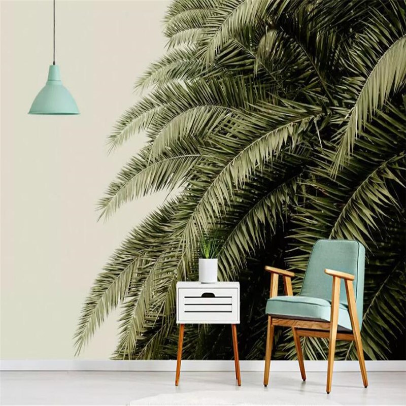 custom-size-wall-mural-nordic-modern-simple-style-of-tropical-plants-palm-leaves-background-wall-painting-decorative-painting