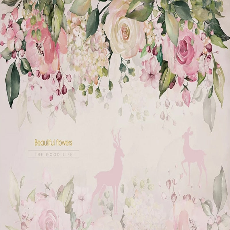 custom-mural-wallpaper-papier-peint-papel-de-parede-wall-decor-ideas-for-bedroom-living-room-dining-room-wallcovering-Watercolor-Pink-Flowers-Murals-Cartoon-Kids-Girl-s-Bedroom