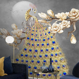custom-mural-wallpaper-papier-peint-papel-de-parede-wall-decor-ideas-for-bedroom-living-room-dining-room-wallcovering-European-Style-Hand-Painted-Magnolia-Flower-3D-Golden-Peacock