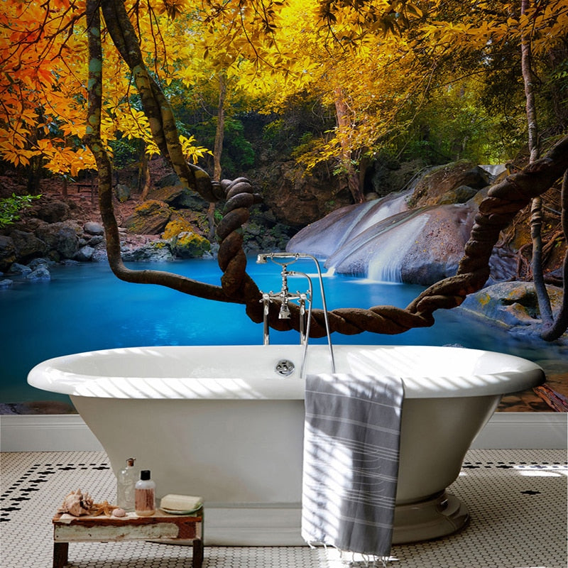 custom-mural-wallpaper-papier-peint-papel-de-parede-wall-decor-ideas-for-bedroom-living-room-dining-room-wallcovering-forest-waterfall