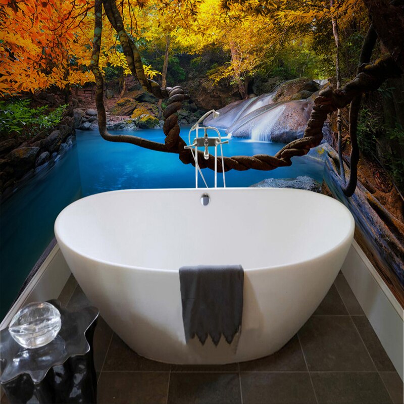 custom-mural-wallpaper-papier-peint-papel-de-parede-wall-decor-ideas-for-bedroom-living-room-dining-room-wallcovering-forest-waterfall