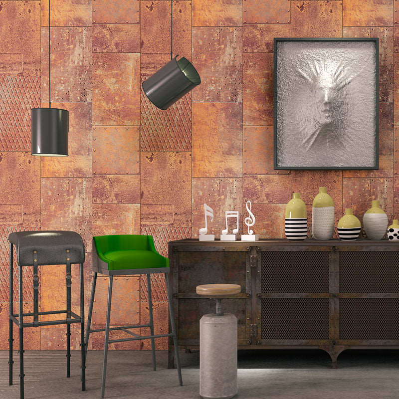 nostalgic-vintage-wallpaper-industrial-metal-iron-wallcovering-restaurant-bar