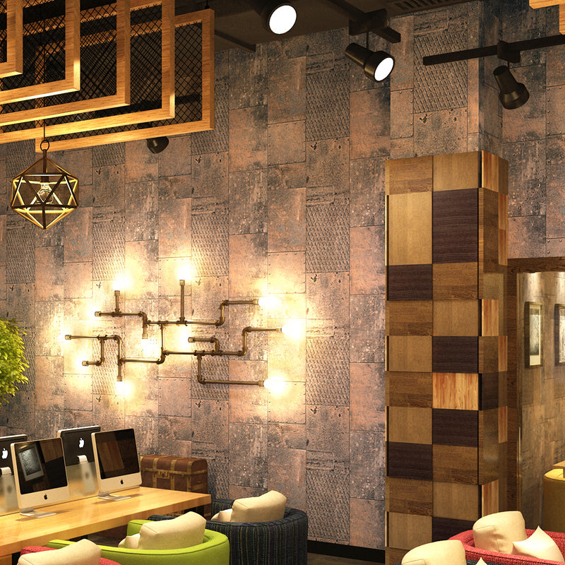 nostalgic-vintage-wallpaper-industrial-metal-iron-wallcovering-restaurant-bar