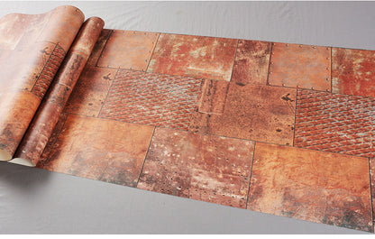 Retro Industrial Metal Effect Wallpaper for Restaurant Bar Wallcovering (5.3 ㎡)