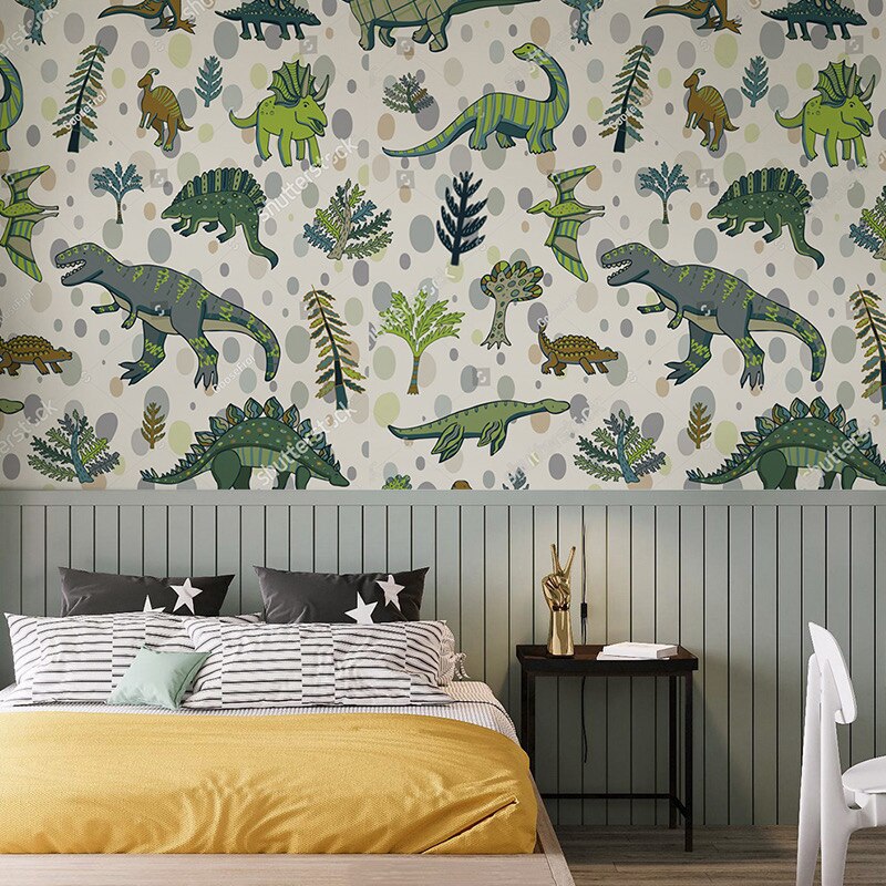 Fun cartoon dinosaur wallpaper for kids rooms