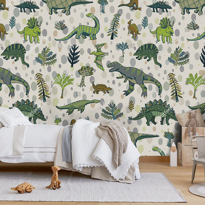 Fun cartoon dinosaur wallpaper for kids rooms