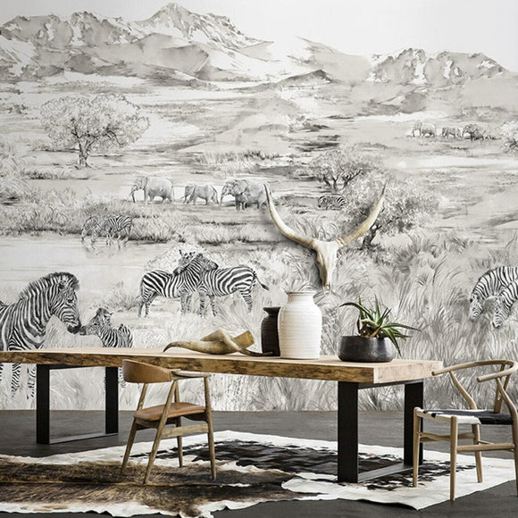custom-mural-nordic-ancient-african-impression-prairie-elephant-wallpaper-home-decor-jane-beauty-wallpaper-bedroom-background-stickers-papier-peint