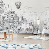 custom-black-and-white-building-house-cartoon-wallpapers-childrens-room-wall-paper-girls-bedroom-wallpaper-mural-kindergarten-papier-peint