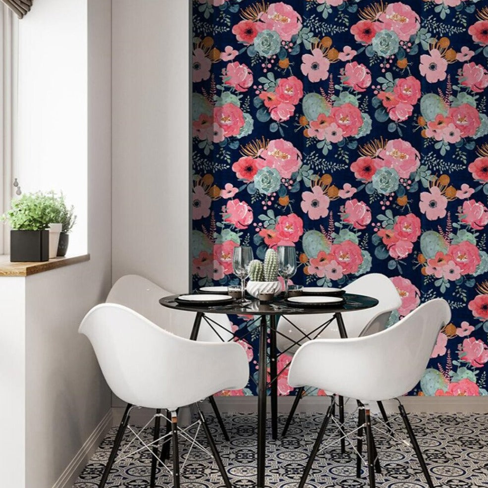 Moody botanical wallcovering for feature walls