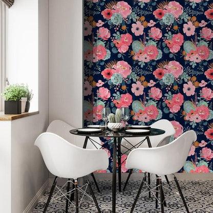 Moody botanical wallcovering for feature walls