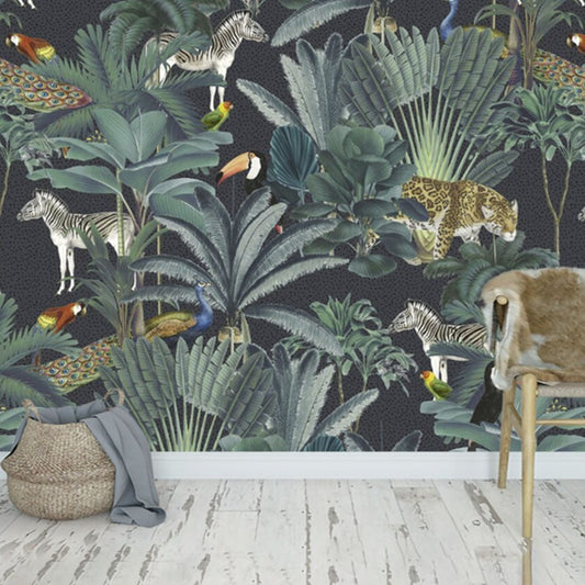 custom-mural-retro-animal-medieval-vintage-wall-covering-hotel-guesthouse-wallpaper-zebra-peacock-parrot-stickers-decoration-papier-peint